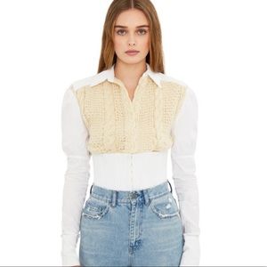 Danielle Guizio cable knit puff sleeve top! NEW!!